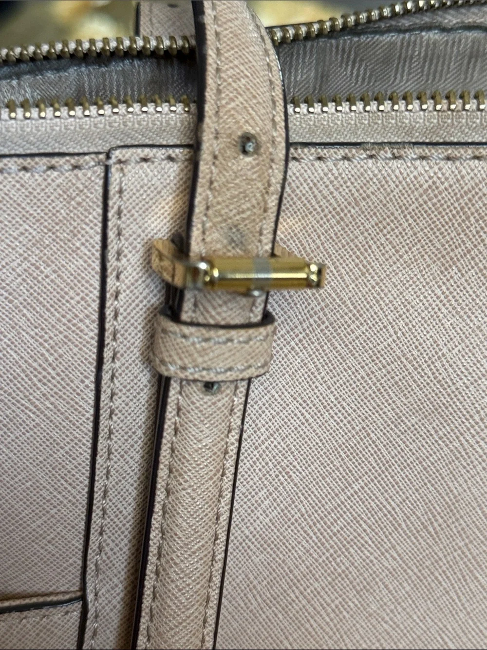 Michael Kors Blush Pink Saffiano Tote with Gold Accents